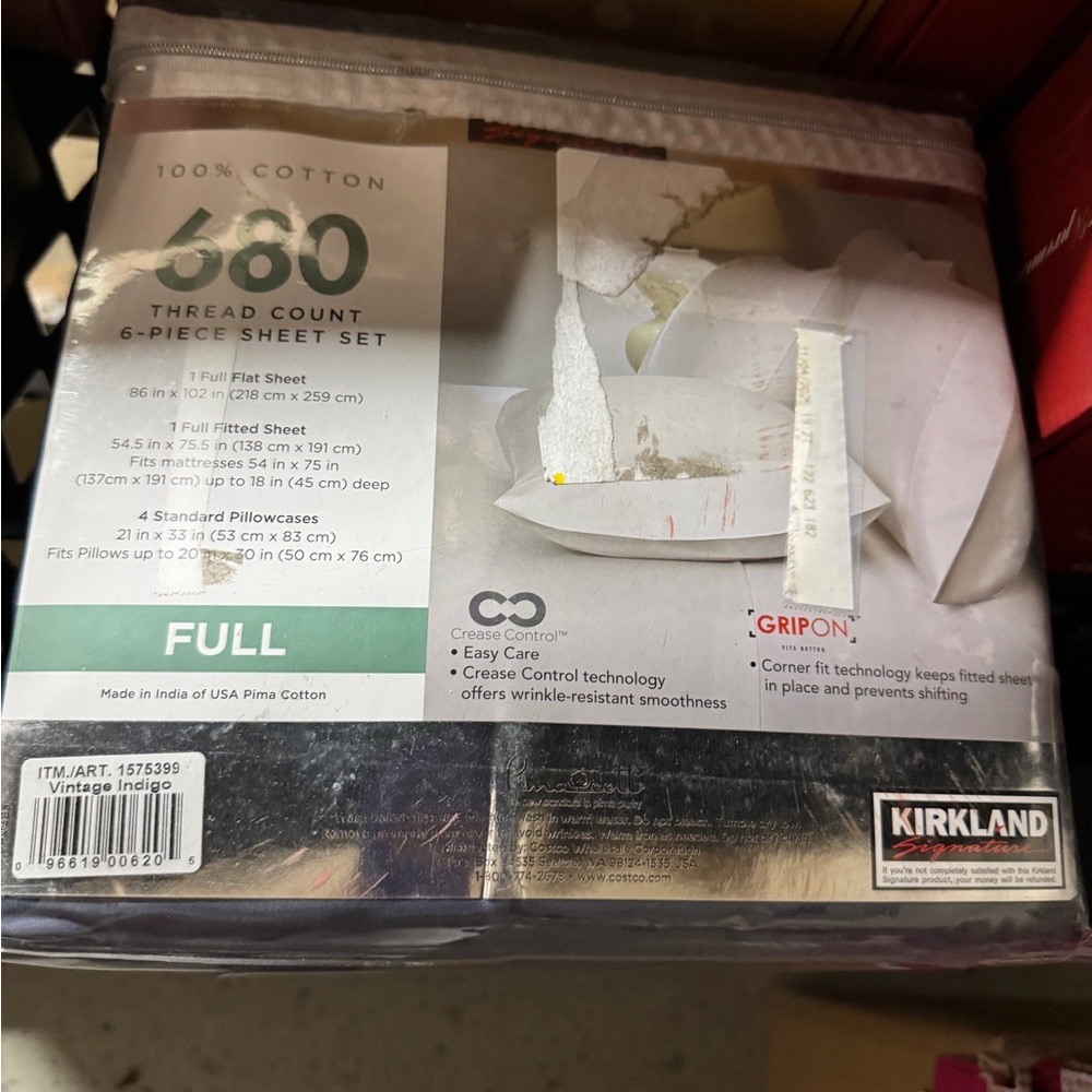Kirkland 680 Thread Count Full Sheet Set in Vintage Indigo